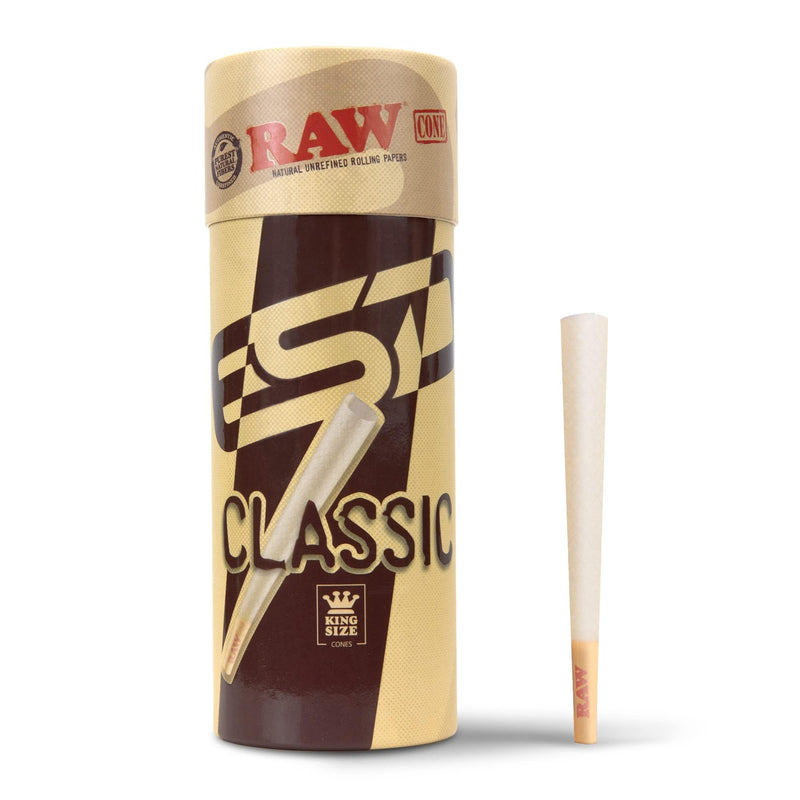 [Australia] - RAW Cones Classic King Size | 50 Pack | Natural Pre Rolled Rolling Paper with Tips & Packing Tubes Included 