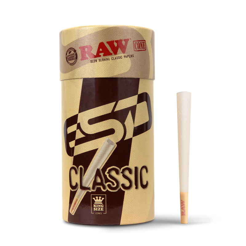 [Australia] - RAW Cones Classic King Size | 100 Pack | Natural Pre Rolled Paper with Tips and Packing Tubes Included 