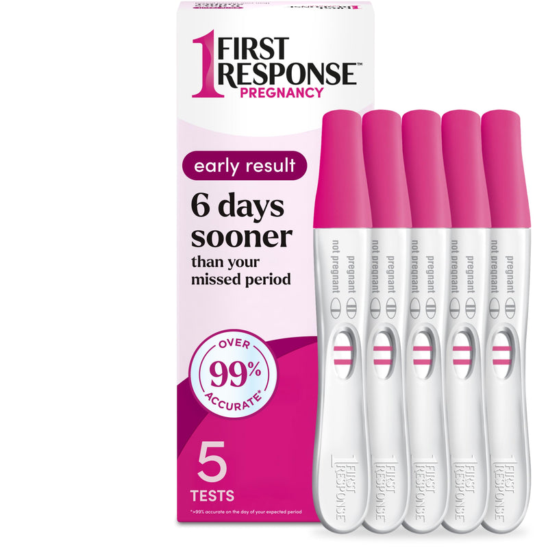 First Response Early Result Pregnancy Test, 5 Count Pack of 1 | Test As Early As 6 Days*, Over 99% Accurate*, Early Pregnancy Detection, Answers In 3 Minutes 5 Count (Pack of 1)