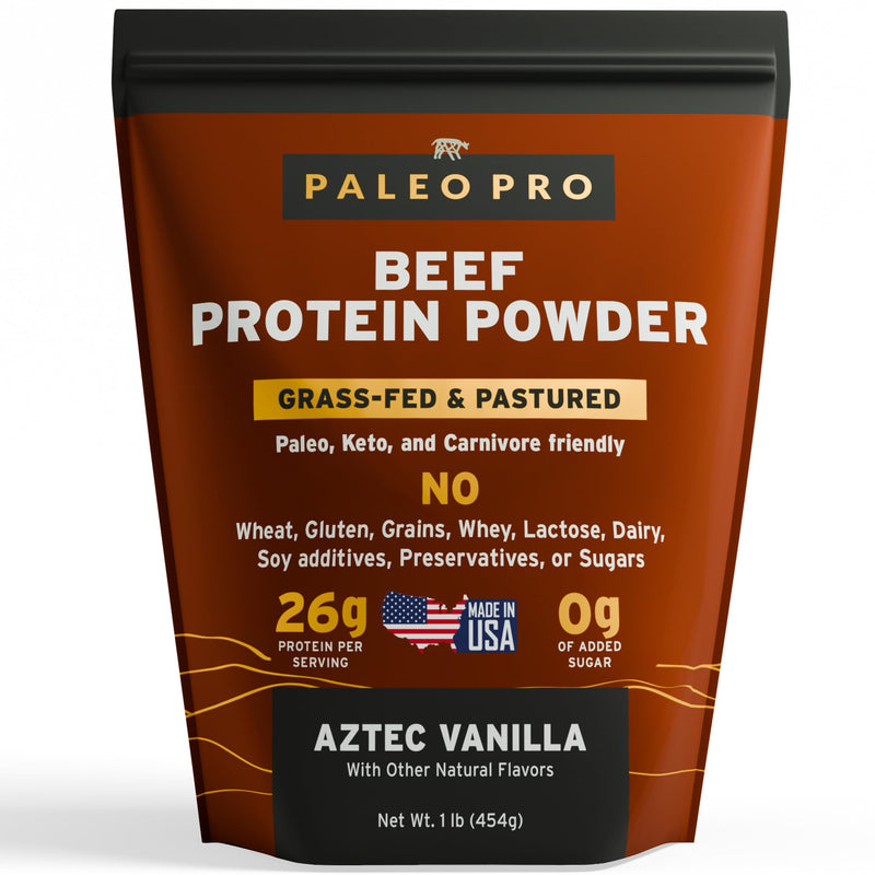 [Australia] - Paleo Pro 26G Beef Protein Powder - Grass Fed Protein Powder Isolate - Pure Animal Based Pastured & Cage-Free | Dairy & Gluten Free, Natural & Clean Proteins for Paleo & Keto - 15 Days Supply Vanilla 1 Pound (Pack of 1) 