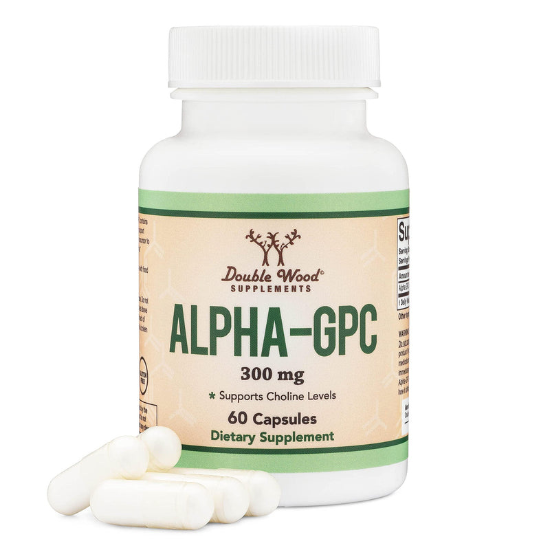 [Australia] - Alpha GPC Choline Brain Supplement for Acetylcholine (60 Count, 600mg Servings) Advanced Memory Formula, Focus and Brain Support, Focus Supplement (Manufactured in The USA) by Double Wood 60 Count (Pack of 1) 