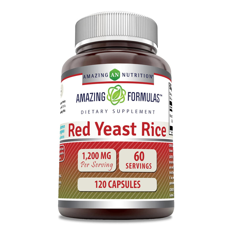 [Australia] - Amazing Formulas Red Yeast Rice 1200mg Per Serving 120 Capsules Supplement (Non-GMO, Gluten Free) 120 Count 