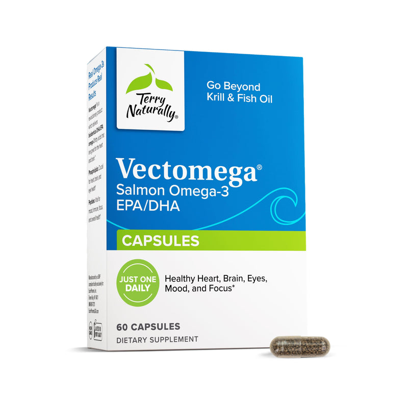 Terry Naturally Vectomega - Brain, Mood, Focus & Heart Health - 30 Count | Brain, Heart and Eye Health Support. 30 tablets.