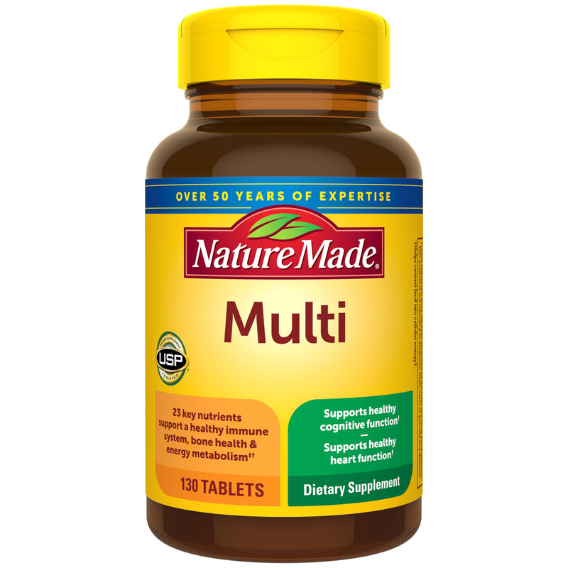 Nature Made Multivitamin Tablets with Iron, 130 Tablets | Multivitamin for Women and Men for Daily Nutritional Support, Multi Vitamins for Adults, 130 Day Supply Unflavored 130 Count (Pack of 1)