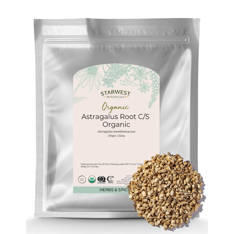 [Australia] - Starwest Botanicals Organic Astragalus Root - Dried Herb for Tea, Natural Immune Support, Cut & Sifted, Promotes Wellness, Certified Kosher, Non-GMO- Bulk 1 lb Bag 