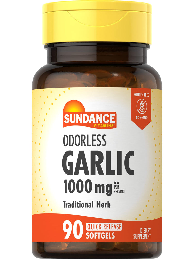[Australia] - Sundance Odorless Garlic Softgels | 1000mg | 90 Count | Non-GMO and Gluten Free Supplement 