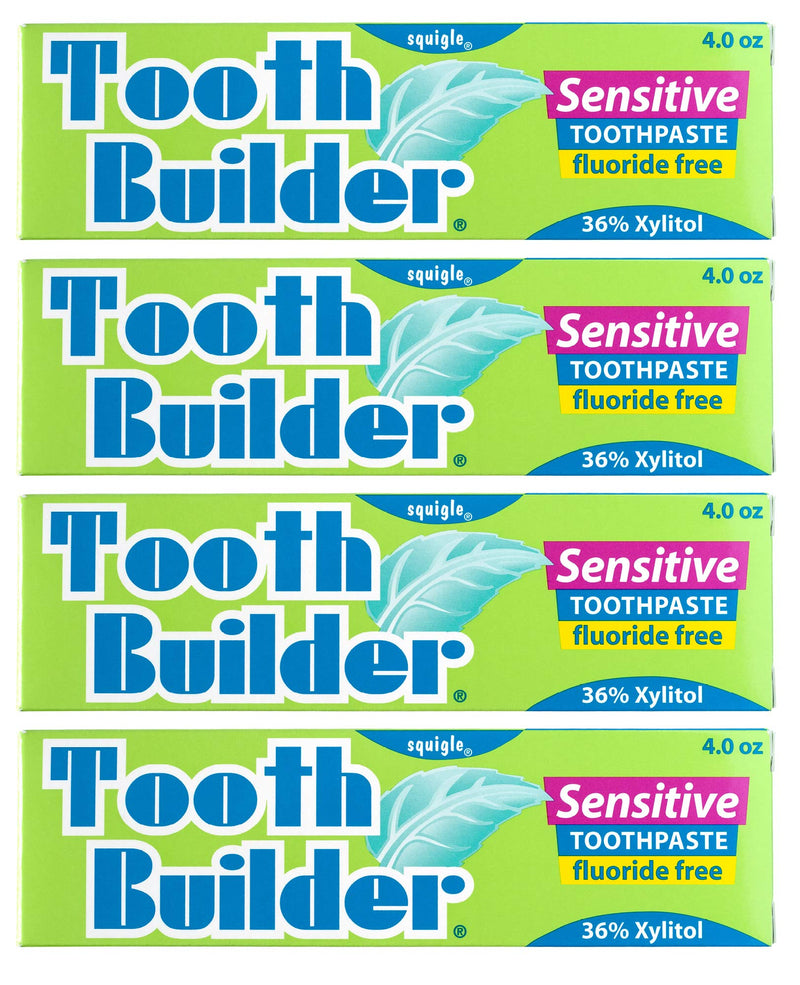 [Australia] - Squigle Tooth Builder SLS Free Toothpaste (Stops Tooth Sensitivity) Prevents Canker Sores, Cavities, Perioral Dermatitis, Bad Breath, Chapped Lips, 4 oz (16 Ounce (Pack of 4), Unflavored) 4 Ounce (Pack of 4) 