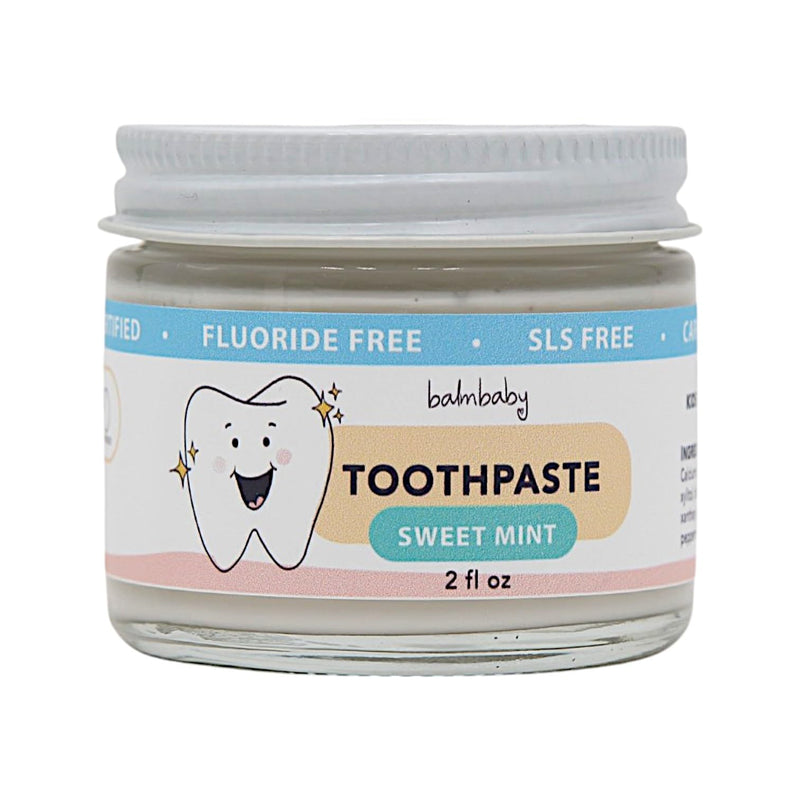 [Australia] - BALM! Baby Kids All Natural Fluoride Free Toothpaste with Xylitol, SLS Free, Vegan, Gluten Free, BPA Free, Zero Waste, Mint, 2 fl oz 