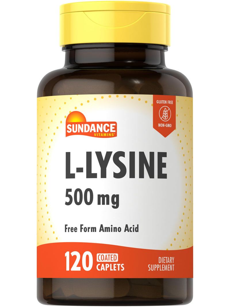 [Australia] - L-Lysine 500mg | 120 Caplets | Free Form Amino Acid | Vegetarian, Non-GMO, and Gluten Free Supplement | by Sundance 