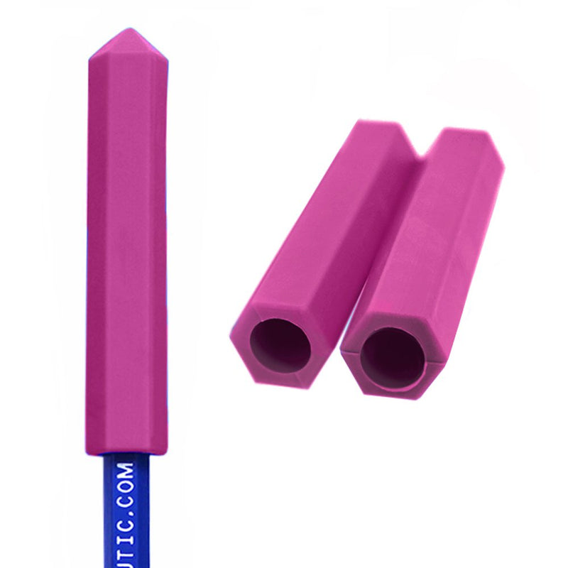 ARK's Krypto-Bite Pencil Topper Chewable Tubes - Made in USA (3 Pack of Soft for MILD Chewing, Magenta) - PawsPlanet Australia
