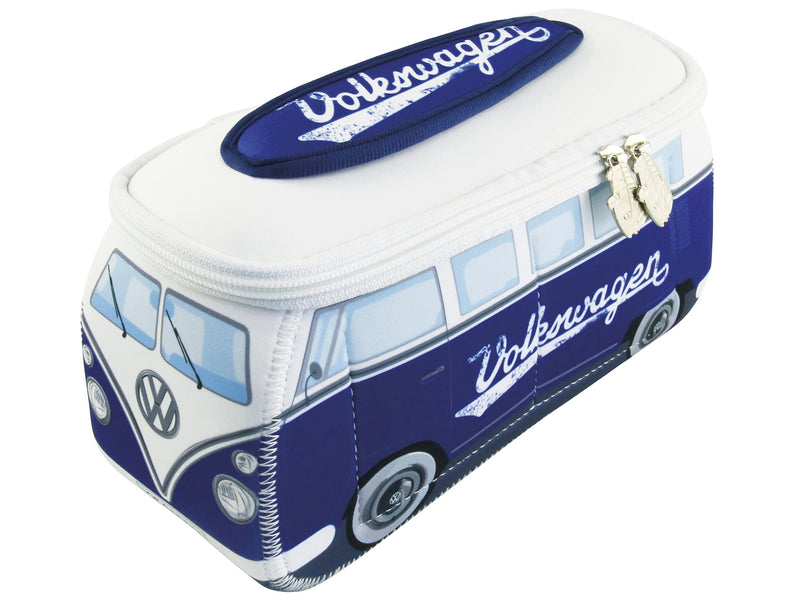 BRISA VW Collection - T1 Bus Camper Toiletry Bag Cosmetic Case | Volkswagen Toiletry Bag Cosmetic Case, Water-Repellent, Hanging Hook, 4 Mesh Pockets for Travel, Neoprene, Blue Large Large (11.8 X 5.5 X 4.7 Inches)
