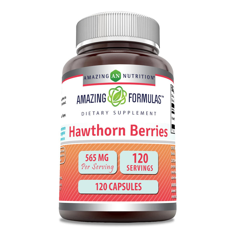 [Australia] - Amazing Formulas Hawthorn Berries Supplement | 565 Mg Per Serving | 120 Capsules | Non-GMO | Gluten Free | Made in USA 1 Count (Pack of 1) 
