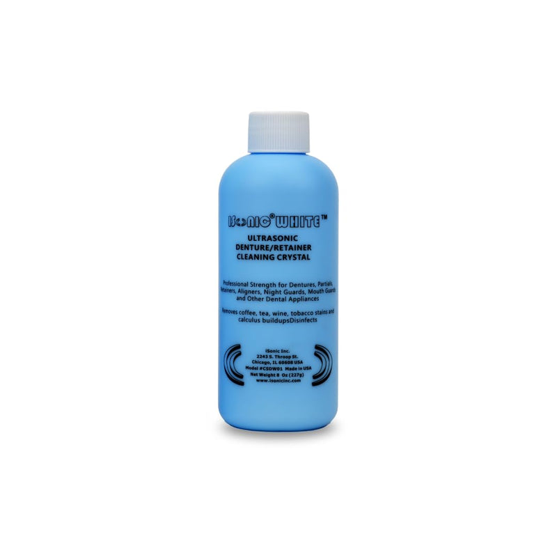 [Australia] - iSonic White CSDW01 Denture/Retainer Cleaning Crystal to Remove Stains, Buildups for all dental/sleep apnea/clear appliances, 8OZ bottle 