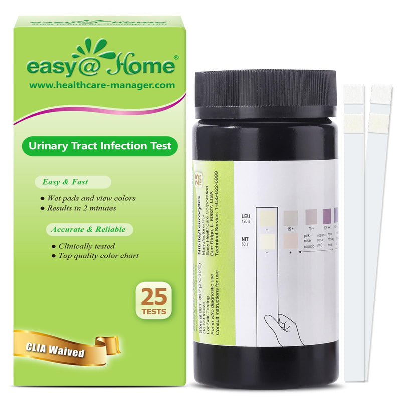 Easy@Home UTI Test Strips 25 Tests, Instant Urine Test Kit for UTI Infections, Women Urinary Tract Bladder Infection Testing, Results in 2 Min (UTI-25P) | Instant Urine Test Kit for UTI Infections, Women Urinary Tract Bladder Infection Testing, Results...