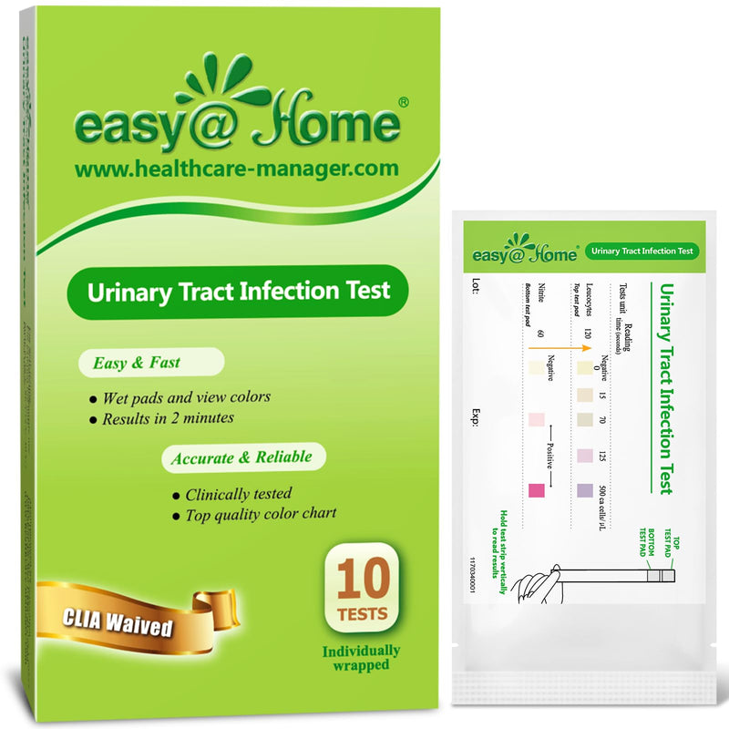 Easy@Home 10 Individual Pouch Urinary Tract Infection FSA Eligible Test Strips, UTI Urine Testing Kit for Urinalysis and Detection of Leukocytes and Nitrites- (UTI-10P) | Individual Packing UTI Strips, Urine Testing Kit for Urinalysis and Detection of ...