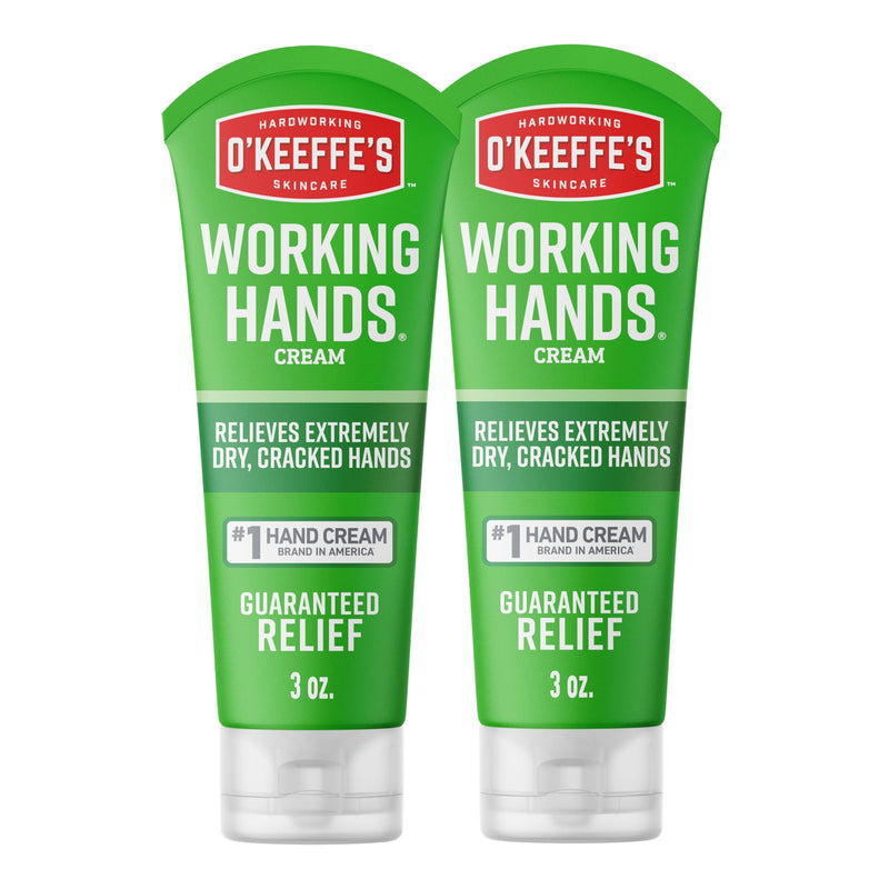 O'Keeffe's Working Hands Hand Cream for Extreme Dryness - 3 oz Tube (2 Pack) - Repairing Skincare for Cracked, Dry Hands 3 Ounce( Pack of 2 )