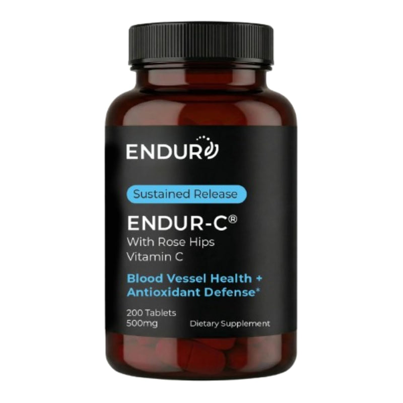 ENDUR-C® Sustained Release Vitamin C 500mg with Rose Hips, 200 Tablets | Immune support, Antioxidant, Collagen formation, Rose hips, Gentle digestion, cGMP & UL-Certified, USA made 200 Count (Pack of 1)