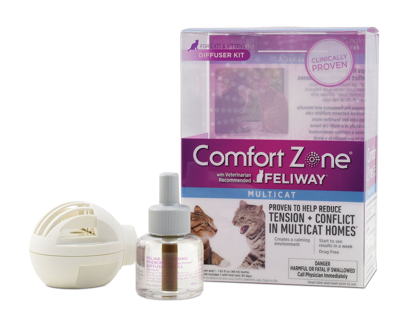 Comfort Zone Multicat Diffuser Kit for Cat Calming Old Feliway Formula Single Diffuser Kit - PawsPlanet Australia