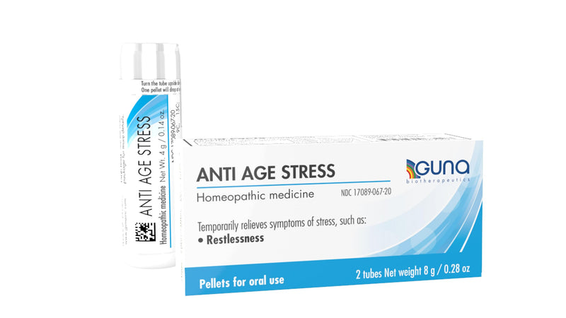 Guna Anti Age Stress Natural Homeopathic Remedy for theTemporary Relief of Symptoms of Stress, Such as restlessness. - 2 Tubes