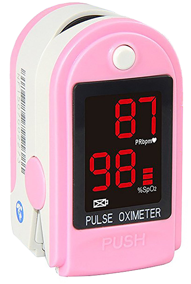 [Australia] - Concord Basics Fingertip Pulse Oximeter - Blood Oxygen Saturation Monitor with Carrying Case, Batteries, Silicone Cover & Lanyard - Easy to Use, Accurate SpO2 & Pulse Measurement (Pink) 