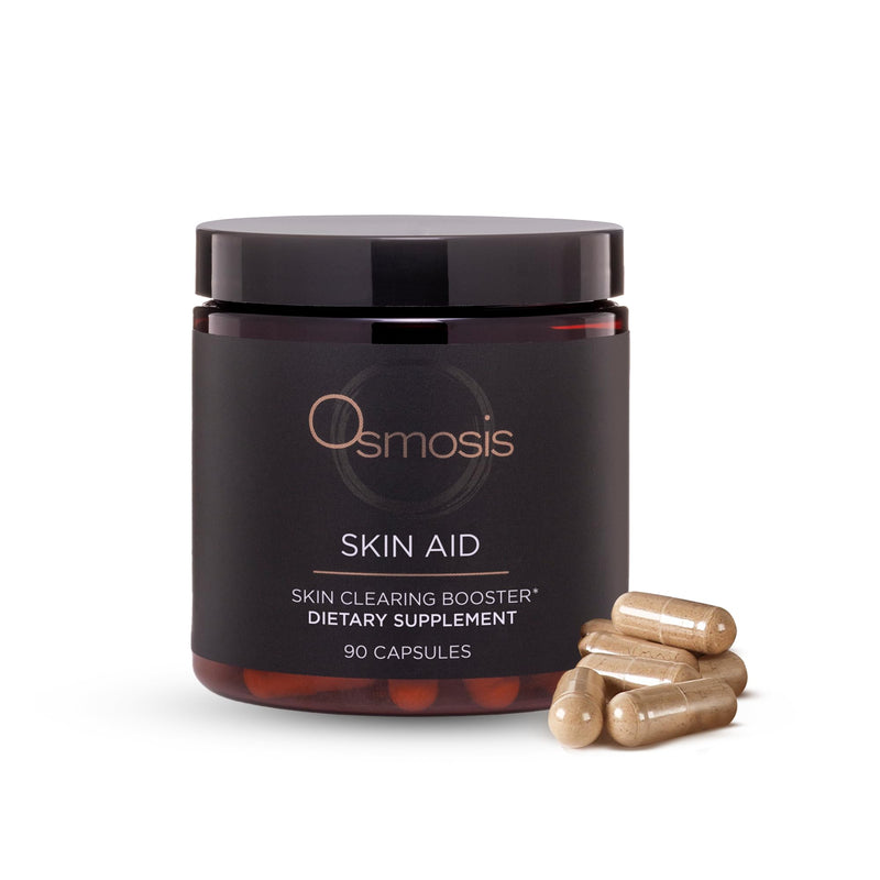 OSMOSIS Skin Aid, Microbiome & Vitamin A, Blemish Prone Skin, 90 Count | Organic Triphala & Psyllium boost immunity & antioxidant protection for clearer skin, take 3 capsules 2 times daily