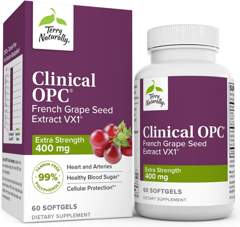 [Australia] - Terry Naturally Clinical OPC Extra Strength - 60 Softgels - French Grape Seed Extract Supplement - - Non-GMO, Gluten Free - 60 Servings 1 