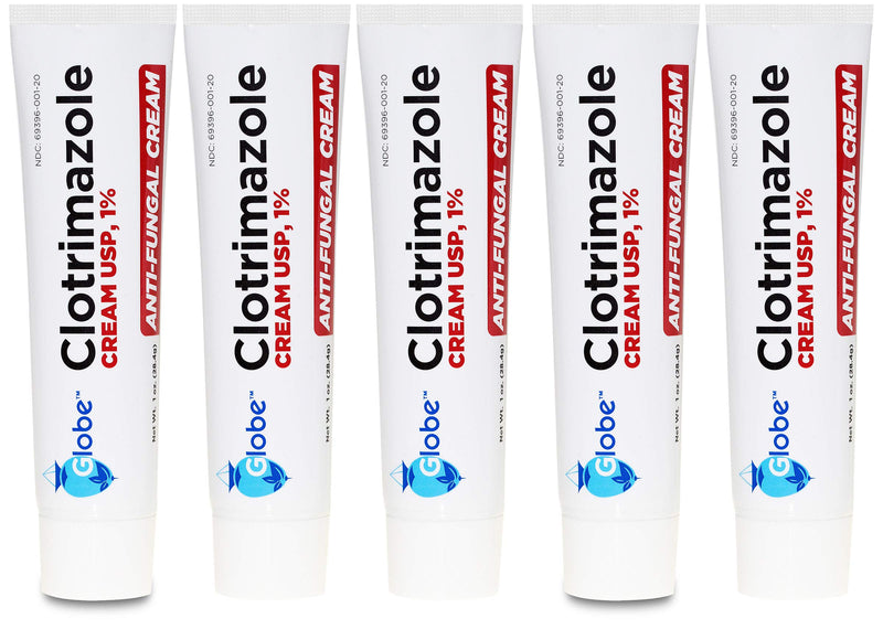 [Australia] - (5 pack) Globe Clotrimazole 1% Cream (1 oz) Relieves the itching, burning, cracking and scaling associated Athletes Foot, Jock Itch, Ringworm and more. 