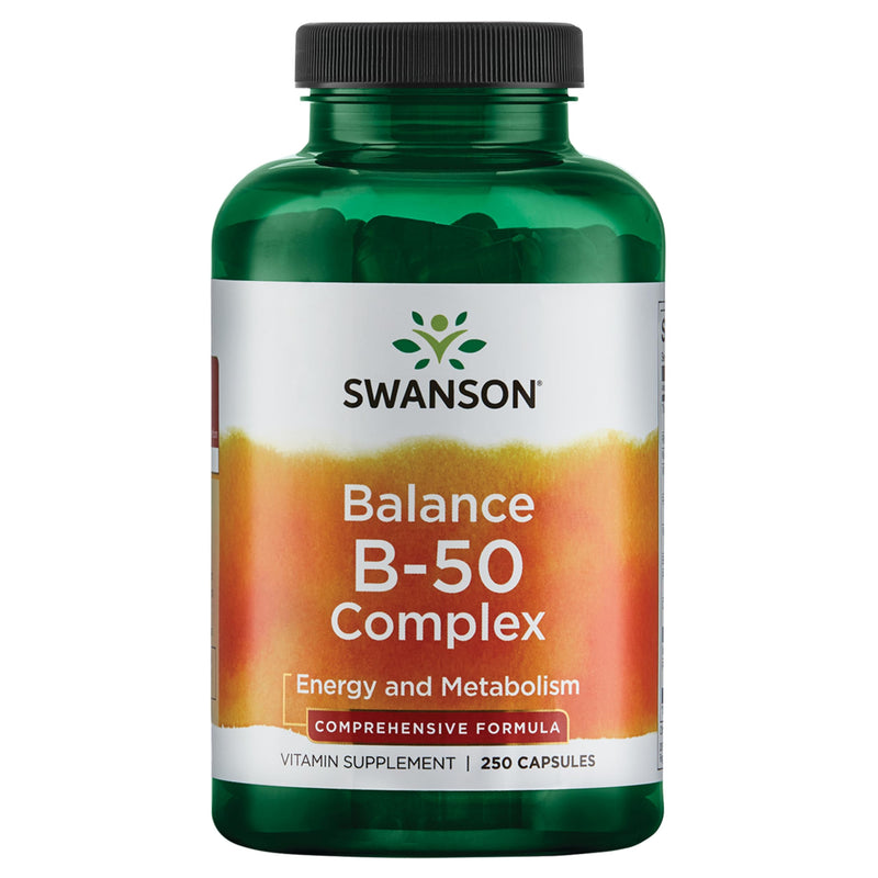Swanson Balance B-50 High-Potency B Vitamin Complex, 250 Capsules | For Busy Adults Seeking Immune, Heart, and Nervous System Support, Comprehensive Blend of B Vitamins with B12 250 Count (Pack of 1)