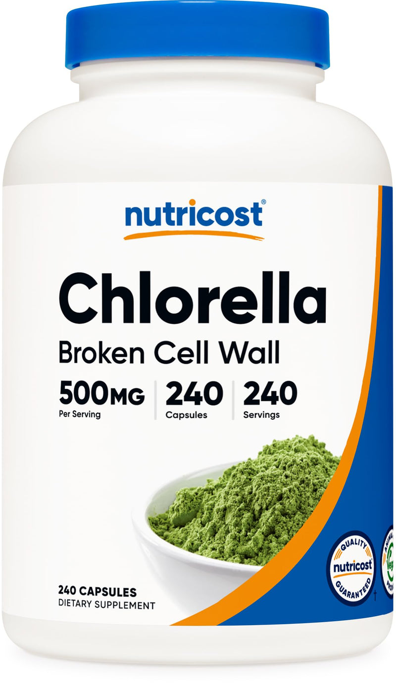 [Australia] - Nutricost Chlorella Capsules 500mg, 240 Vegetarian Capsules - Non-GMO and Gluten Free 240 Count (Pack of 1) 