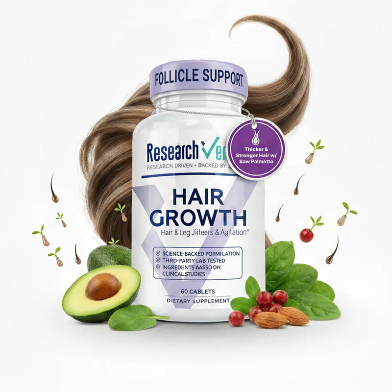 Research Verified Hair Growth Support - with Biotin, DHT Blockers & Vitamins - Hair Growth and Hair Loss Prevention, 1 Bottle (1 Month Supply) 60 Count (Pack of 1)