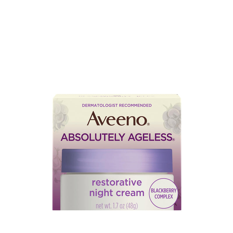 Aveeno Absolutely Ageless Restorative Night Cream Face & Neck Moisturizer with Antioxidant-Rich Blackberry Complex, Vitamin C & E, Hypoallergenic, Non-Greasy & Non-Comedogenic, 1.7 fl. oz 1.7 Fl Oz (Pack of 1)