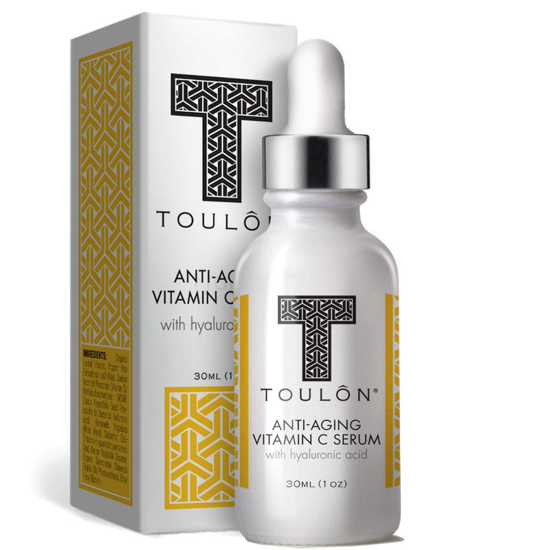 Toulon Vitamin C Serum with Hyaluronic Acid, 1 oz | Tightens Skin by Building Collagen & Improving Skin's Elasticity for Healthier Glowing Youthful Looking Skin for Women & Men