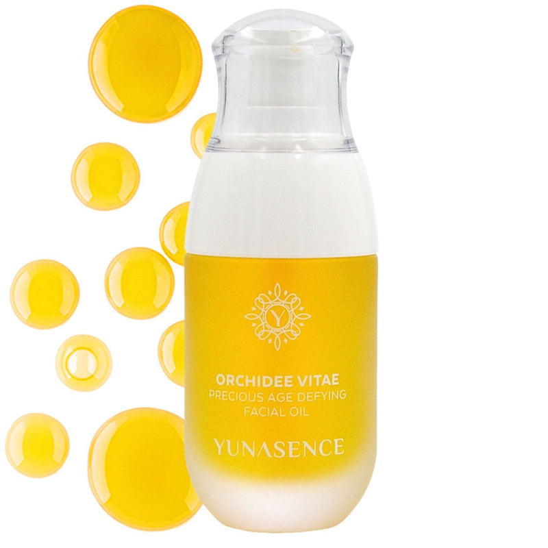 YUNASENCE ORCHIDEE VITAE Precious Organic Anti-Aging Face Oil Serum, w/Orchid Flower, Rose Absolute, Argan, Maracuja, Papaya, Vitamin C, Amino Acid.1oz Boosts collagen, improves skin elasticity.