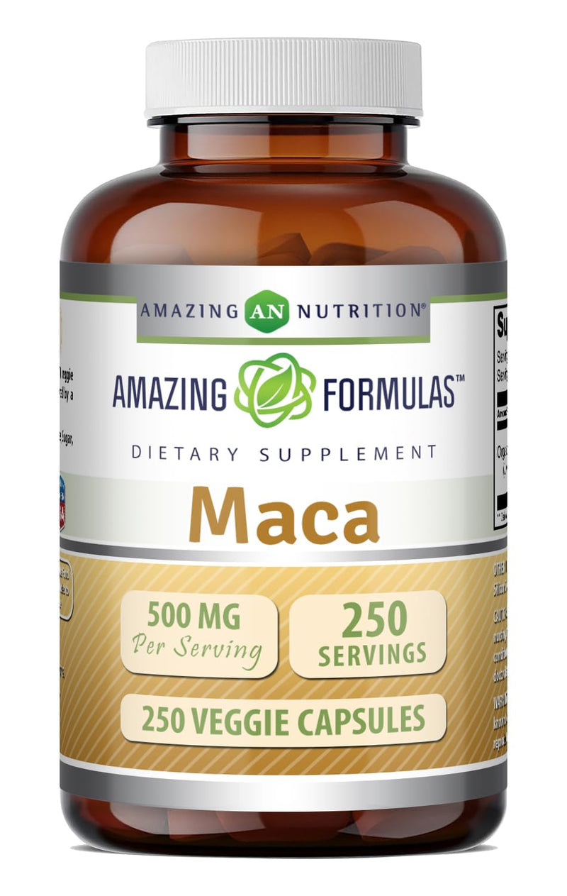 Amazing Formulas Maca 500 Mg | Vegetarian Capsules Supplement | Non-GMO | Gluten-Free | Made in USA (1 Pack | 250 Count) 250 Count (Pack of 1)