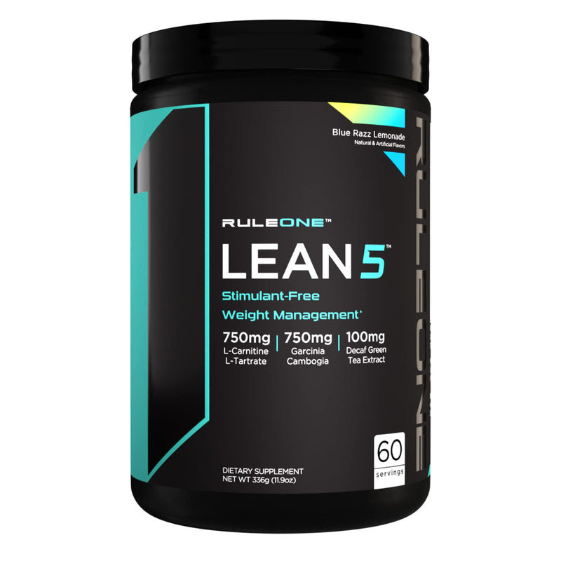 [Australia] - Rule 1 R1 Lean5, Blue Razz Lemonade - 11.9 oz - Stimulant-Free Formula with CLA, Garcinia Cambogia Extract & Carnitine - 60 Servings 
