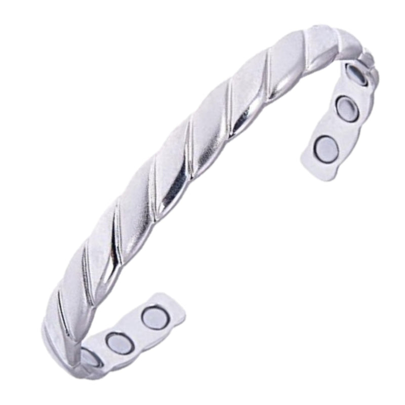 [Australia] - Original Copper Magnetic Cuff Bracelet for Men & Women ‚Äì Silver Braided Style ‚Äì Adjustable - Ultra Strength 