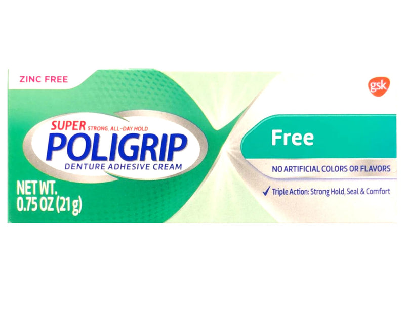 [Australia] - (5 Pack) Super Poligrip Denture Adhesive Cream - Strong, All-Day Hold - Zinc Free - No Artificial Flavors or Colors - 0.75 oz. ea. 