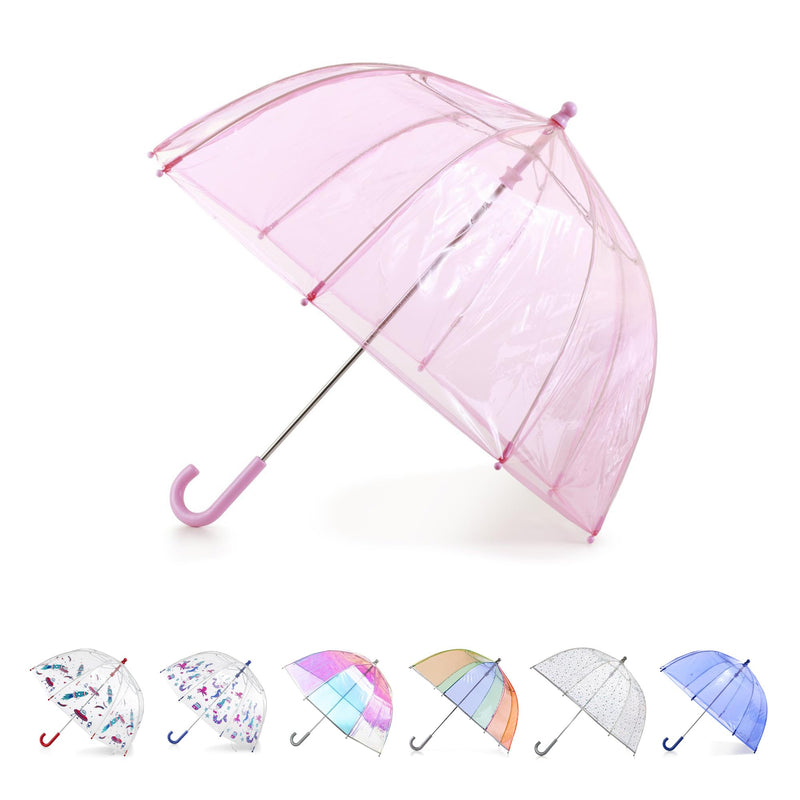 totes Kids Lightweight Dome Canopy Bubble Umbrella with Wind and Rain Protection 38" Canopy PINK