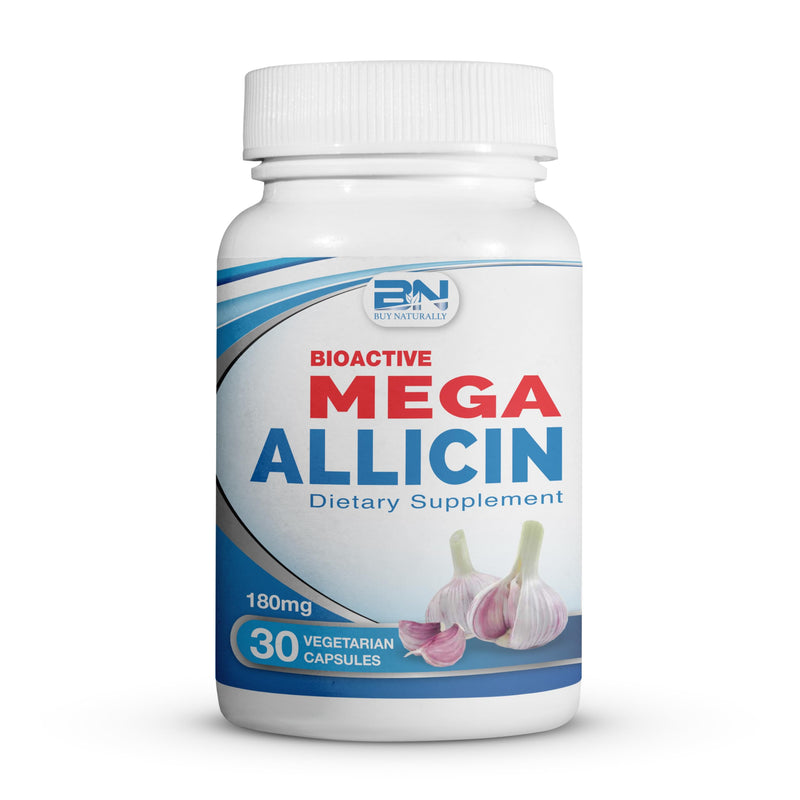 [Australia] - 100% Pure Stabilized Allicin from Garlic, Odor-Controlled by Mega Allicin | 180,000mcg (180mg) Vegetarian (vCAPS) Non-GMO, Gluten-Free | Derived from Allium Sativum (30 Count) 47 Count (Pack of 1) 