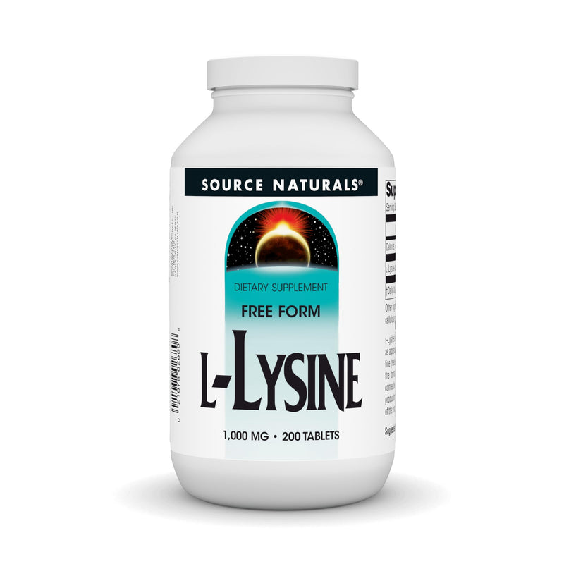 [Australia] - Source Naturals L-Lysine 1000 mg Free Form - Amino Acid Supplement Supports Energy Formation & Collagen* - 200 Tablets 200 Count (Pack of 1) 