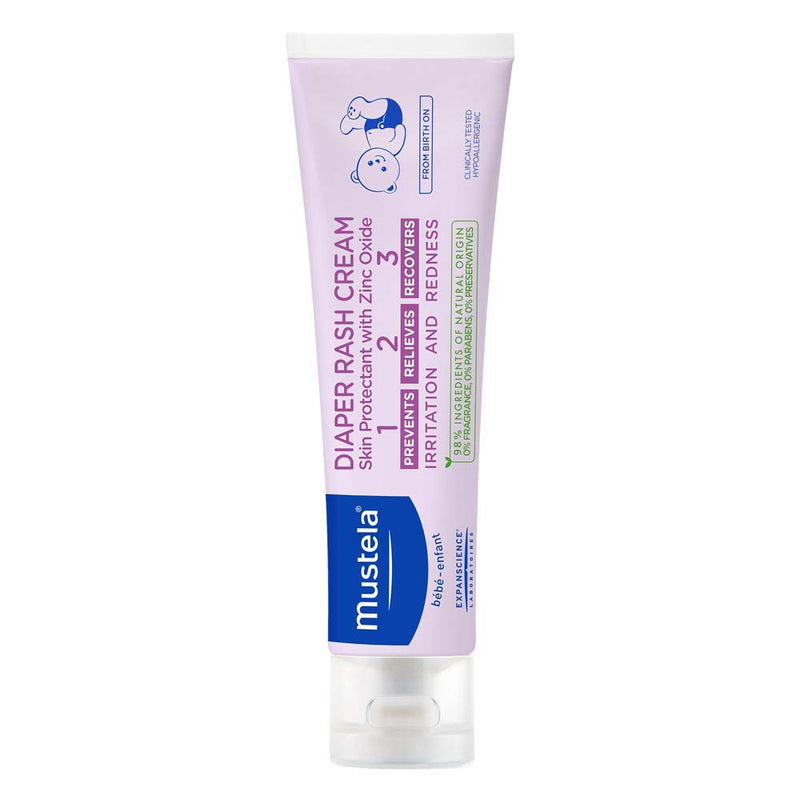 [Australia] - Mustela Baby Diaper Rash Cream 123 - Skin Protectant with Zinc Oxide - Fragrance Free & Paraben Free - with 98% Natural Ingredients - Various Packaging 1-Pack 