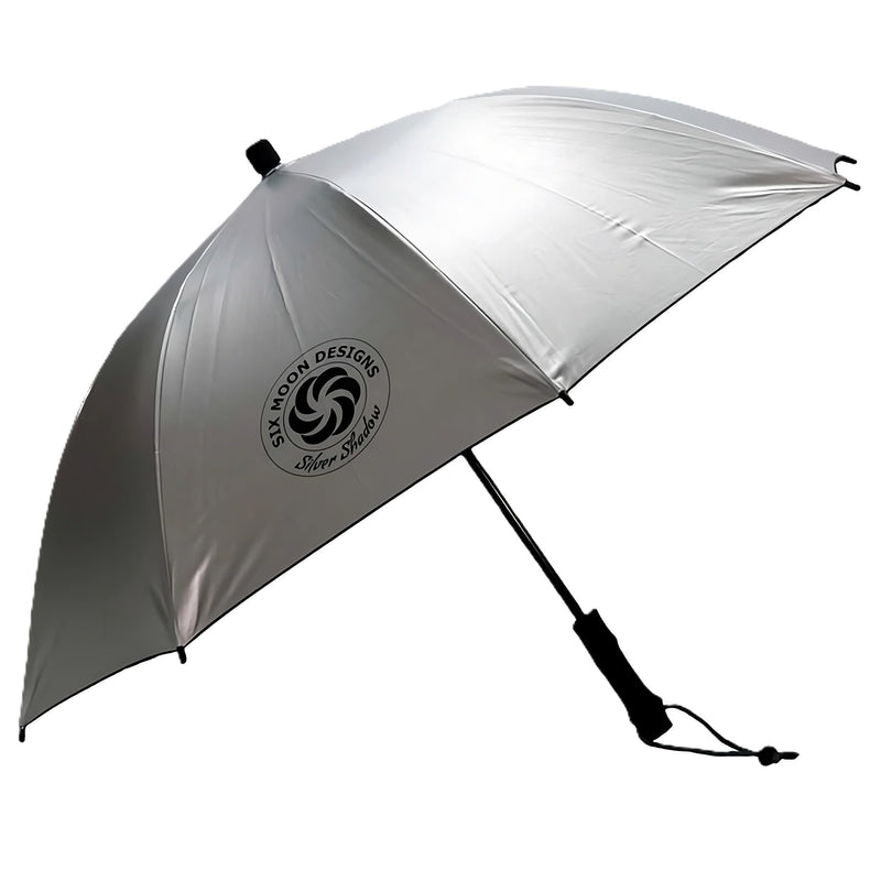 Six Moon Designs Silver Shadow Hiking Umbrella - UPF 50+ Sun & Rain Protection - Ultralight 8.9 oz Fiberglass Frame - Durable Reflective Trekking Umbrella for Backpacking, PCT, and Desert Travel