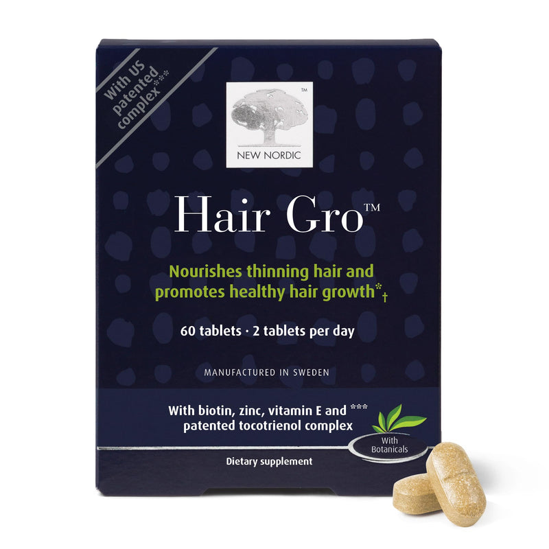 NEW NORDIC | Hair GRO Tablets | Biotin & Tocotrienol Complex | 60 Count | Daily botanical hair supplement formulated with biotin and a tocotrienol complex for your daily routine 60 Count (Pack of 1)