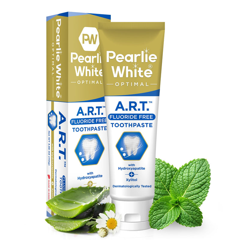 [Australia] - Pearlie White Active Remineralization Fluoride Free Toothpaste - 3.8oz/110gm - Hydroxyapatite Toothpaste for Tooth Enamel Repair - Contains Xylitol - Helps Remove Stains - 1 Pack 3.8 Ounce (Pack of 1) 