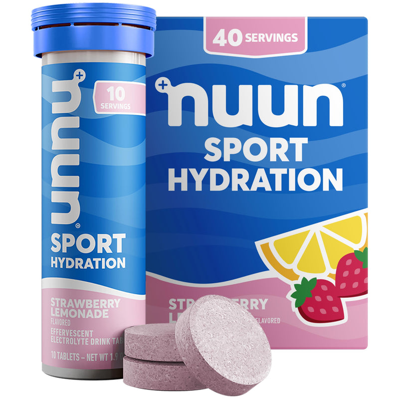 Nuun Sport Electrolyte Tablets, GF & Vegan, Strawberry Lemonade, 4 Pack | 40 Servings with Magnesium, Calcium, Potassium, Chloride & Sodium, Gluten Free & Vegan 40 Count (Pack of 1)
