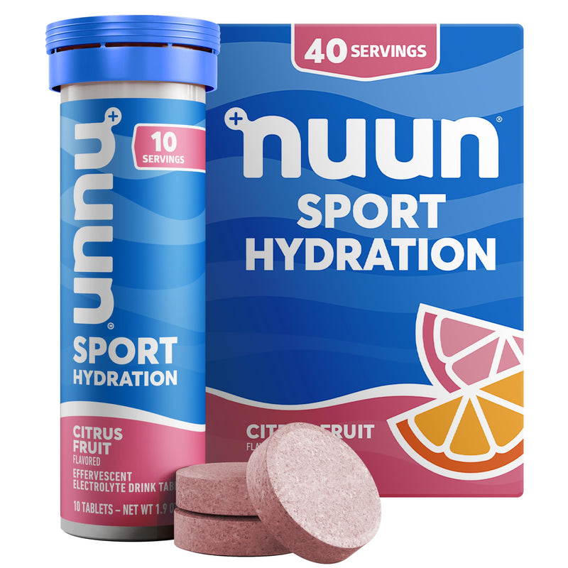 Nuun Sport Electrolyte Tablets with Magnesium, Calcium, Potassium, Chloride & Sodium, Gluten Free & Vegan, Citrus Fruit, 4 Pack (40 Servings Total) 10 Count (Pack of 4)