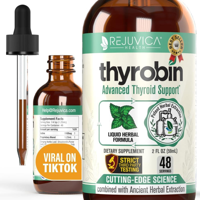 [Australia] - Rejuvica Health Thyrobin - Advanced Thyroid Support Supplement - Liquid Delivery for Better Absorption - Iodine, Stinging Nettle, Kelp, Astragalus, Ashwagandha & More! 