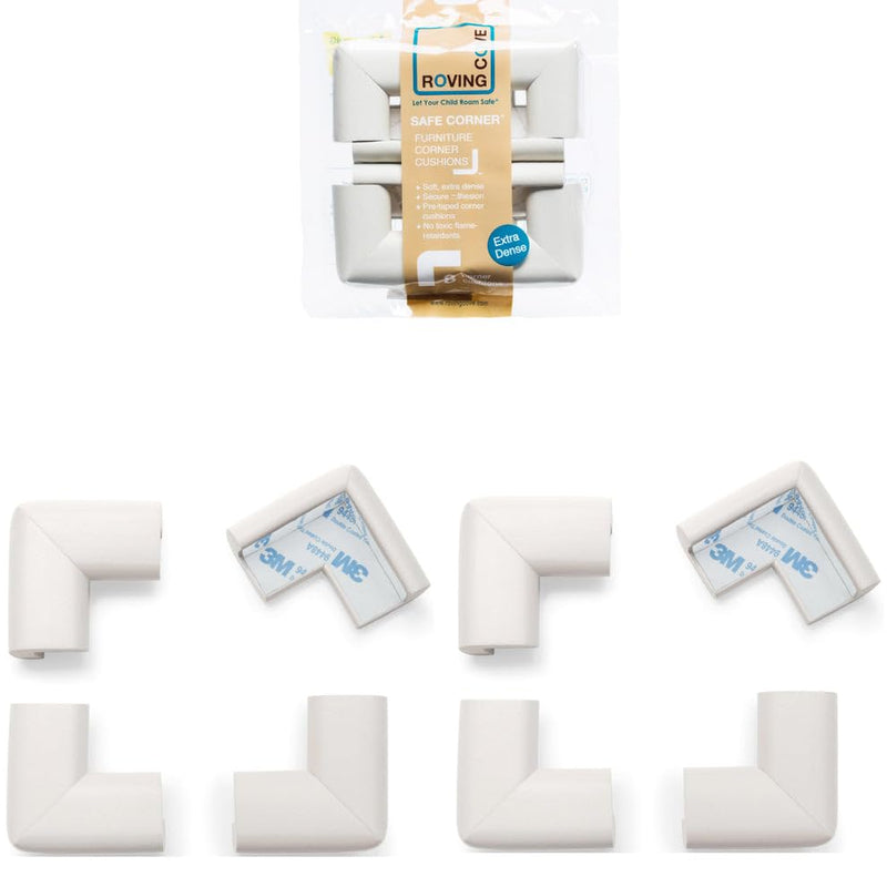 [Australia] - Roving Cove Corner Protector for Baby (8 Large Corners), Hefty-Fit Heavy-Duty Soft Rubber Foam Furniture Corner Bumper Guards, 3M Adhesive Pre-Taped, Oyster White (Off White) 