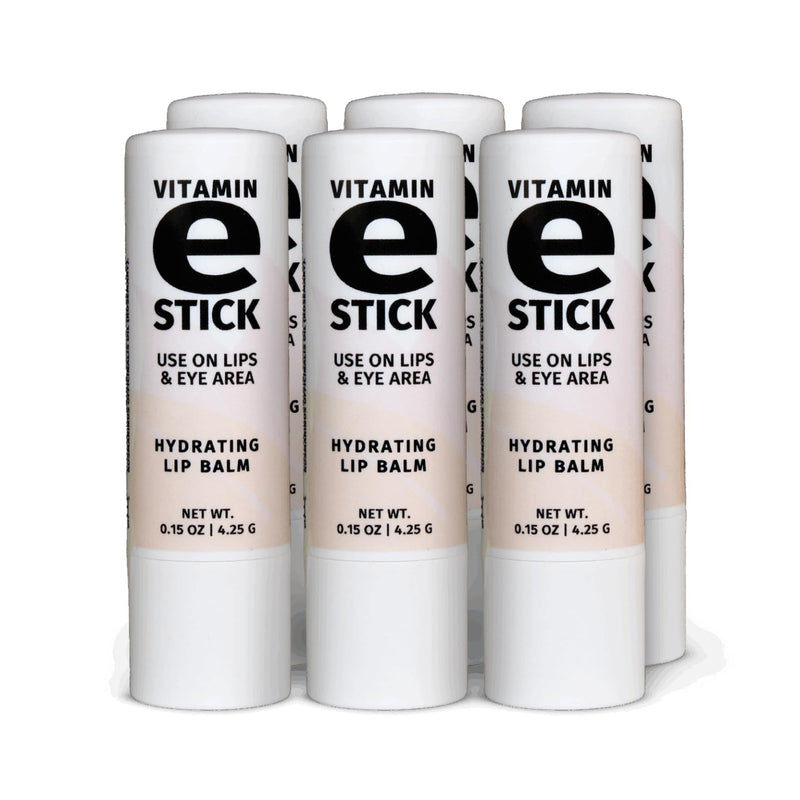Vitamin E Stick, Hydrating Lip Balm & Under Eye Care, Pack of 6 | Beeswax, shea butter & allantoin, soothes chapped lips, vit e lip balm stick for men & women 0.14 Ounce (Pack of 6)