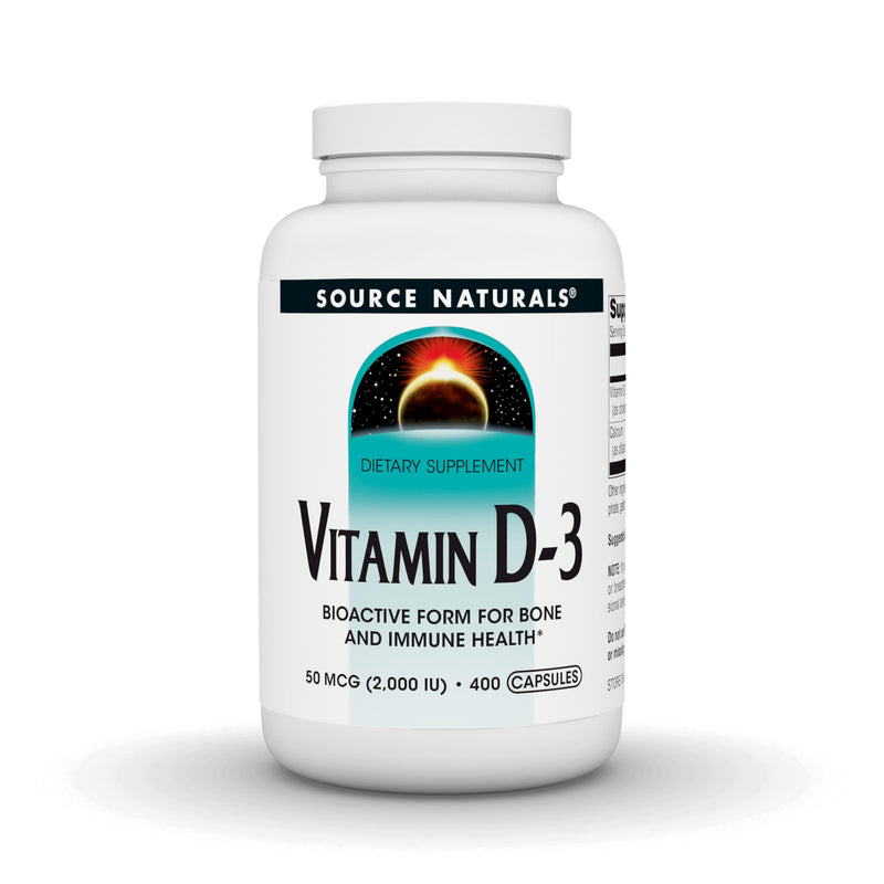 Source Naturals, Vitamin D-3-50mcg (2000 IU) - 400 Capsules | Bioactive Form for Bone & Immune Health 400 Count (Pack of 1)